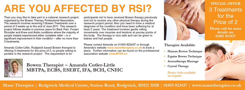 April Bowen News - advert for RSI study